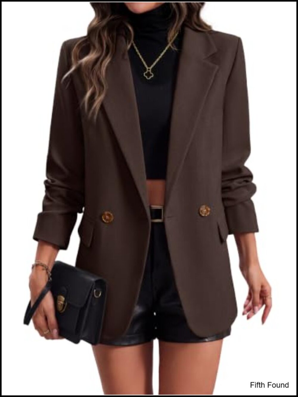 Women's Double Breasted Blazer Business Casual Suit Jacket Long Sleeve